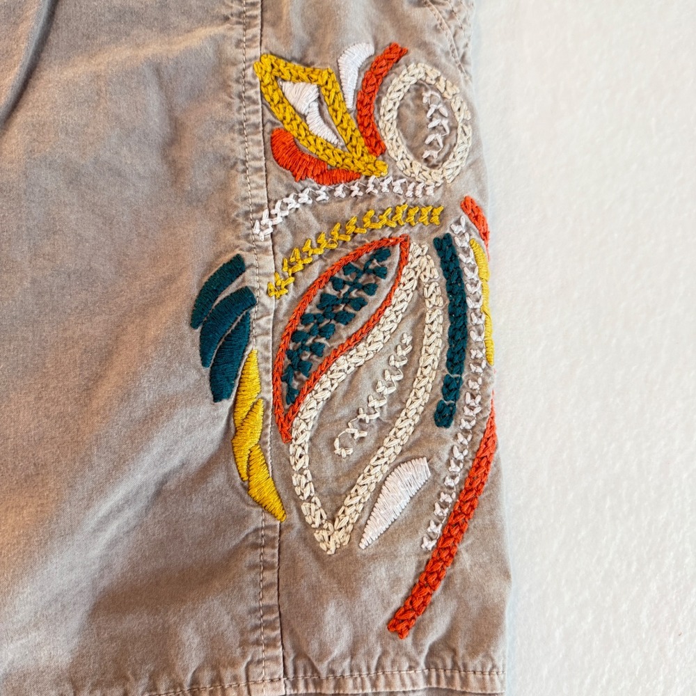 Anthropologie Colorful Embroidered Joggers Women S Gray Boho Chic Style - Picture 5 of 9